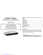 SanDisk V-Mate V-MateTM Video Memory Card Recorder User Manual