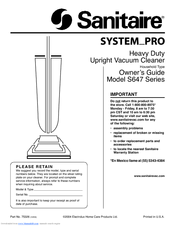 Sanitaire S647 Series Owner's Manual