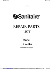 Sanitaire SC678A Repair Parts List Manual