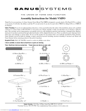 Sanus Systems VISION MOUNT VMPO Assembly Instructions Manual