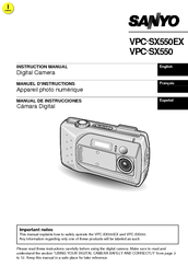 Sanyo VPC-SX550 Instruction Manual