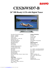 Sanyo CES26WSD7-B Specification Sheet