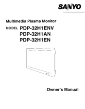 Sanyo PDP-32H1AN Owner's Manual