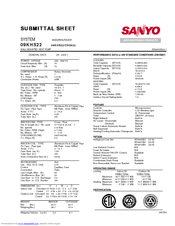 Sanyo 09KHS22 Specifications
