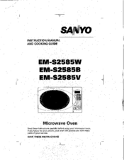 Sanyo EM-S2585W Instruction Manual And Cooking Manual