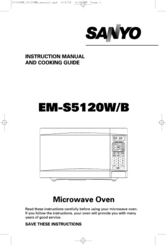 Sanyo EM-S5120WB Instruction Manual And Cooking Manual