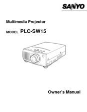 Sanyo SW15 - PLC SVGA LCD Projector Owner's Manual