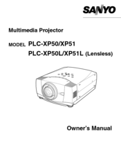 Sanyo PLC-XP50L, PLC-XP50, PLC-XP51, PLC-XP51L Owner's Manual