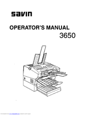 Savin 3650 Operator's Manual