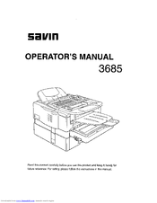 Savin 3685 Operator's Manual