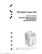 Savin 1018 Facsimile Reference Manual