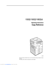 Savin 1802 Copy Reference Manual