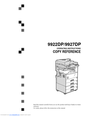 Savin 9922DP Copy Reference Manual