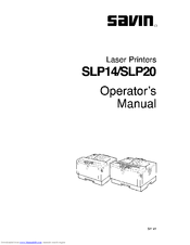 Savin SLP14 Operator's Manual