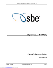 SBE HighWire HW400c/2 User Reference Manual