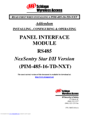 Schlage PIM-485-16-TD-NXT Installation & Operating Instructions Manual