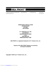 Sea Frost BG 2000 Operation And Installation Instructions Manual