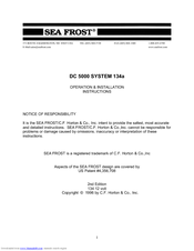 Sea Frost DC 5000 Operation And Installation Instructions Manual