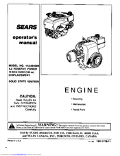Sears 143.994006 Operator's Manual