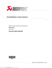 Akrapovic Slip-on Installation Instructions Manual