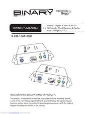 Binary B-200-1CAT-HDIR Owner's Manual