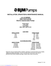 BJM Pumps JX75CSS Installation, Operation & Maintenance Manual