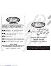 Galaxy Aqua 9000 XP Installation Instructions Manual