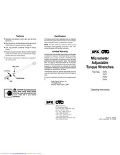 OTC 7378 Operating Instructions