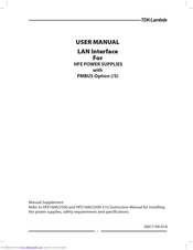 TDK-Lambda HFE1600 SERIES User Manual