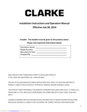 Clarke Vision Skirted Installation Instructions And Operation Manual