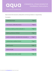 Aqua AQUA-STEAM GENERATOR 2 Installation Instructions Manual