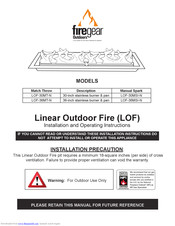 Firegear Linear Outdoor Fire Installation And Operating Instructions Manual