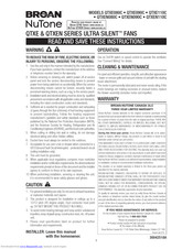 Broan ULTRA SILENT QTXE110C Instructions Manual