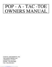Coastal Amusements Pop-A-Tac-Toe Owner's Manual