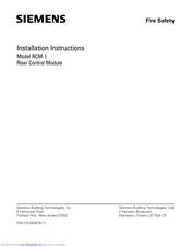 Siemens RCM-1 Installation Instructions Manual