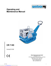 Weber Maschinentechnik GmbH CR 7 HD Operating And Maintenance Manual