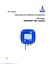 Beko METPOINT BDL compact Instructions For Installation And Operation Manual