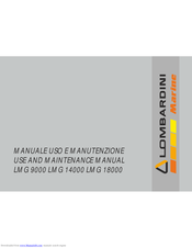 LOMBARDINI MARINE LMG 9000 MONOFASE Use And Maintenance Manual