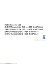 KaVo EXPERTmatic E15 C Instructions For Use Manual