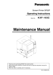 Panasonic SP22P Maintenance Manual