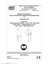 Brano Z 100-1 Instruction Manual, Safety Principles, Operation, Maintenance