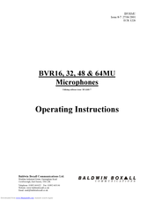 Baldwin Boxall BVR64M Operating Instructions Manual