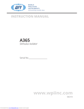 World Precision Instruments A365 Instruction Manual