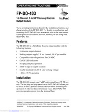 National Instruments FIELDPOINT FP-DO-403 Operating Instructions Manual