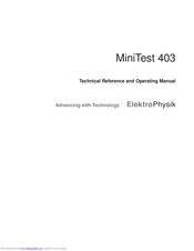 ElektroPhysik MiniTest 403 Technical Reference And Operating Manual