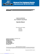 Elgar CW 1251M Operation Manual