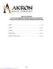 Akron OZZIEMASTER 922 Installation, Operating And Maintenance Instructions