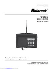 Balcrank FUSION ZONE KEYPAD Operation, Installation, Maintenance And Repair Manual