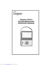 Simpson Electric 14510-2 Operator's Manual