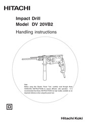 Hitachi Koki DV 20VB2 Handling Instructions Manual